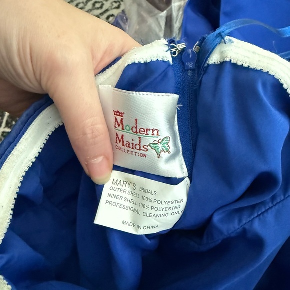 Elegant Modern Maids Royal Blue one shoulder bridesmaid w/ Shawl dress Sz 6 - Picture 8 of 9